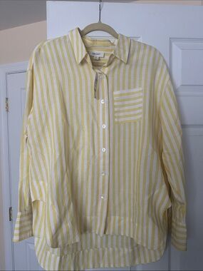 Yellow & White Striped Button-Up Shirt